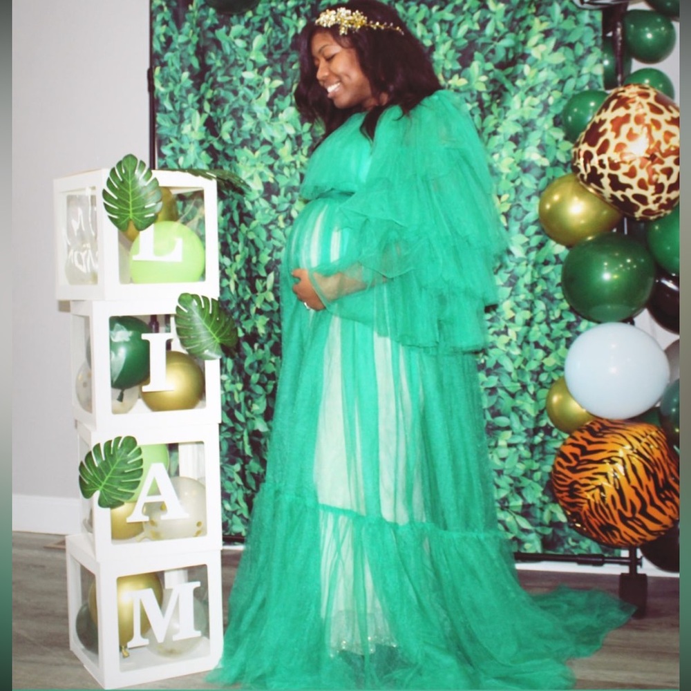 Beautiful Green Maternity Gown Size 10